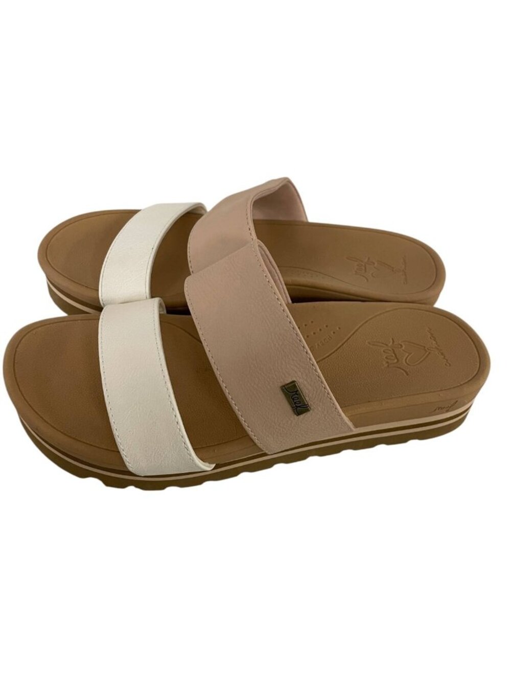 Reef Banded Horizon Hi Women's Slide Sandals Size 7 Pink White New